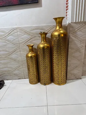 3 Elegant Gold Cut-Out Floor Vase For Decoration Luxury High End