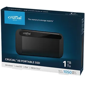 Crucial X8 External Portable SSD 1TB Speed 1050 MBs USB 3.2 Type-C to