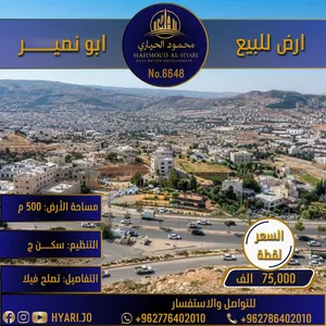 أرض مميزة للبيع في أبو نصير بسعر لقطة رقم الاعلان (6648)