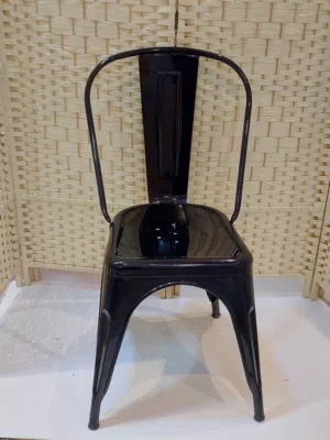 كرسي طاولة معدني داخلي وخارجي اللون الأسود Black metal indoor and outdoor table chair