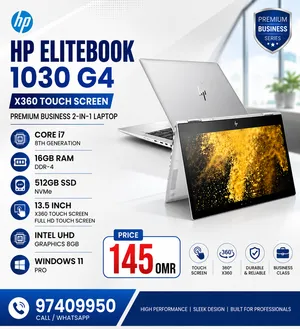 HP X360 TOUCH SCREEN CORE i7 16GB RAM 512GB SSD 13.5 INCH TOUCH SCREEN HP ELITEBOOK 1030 G4 core i7