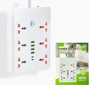 وصلة كهرباء 6 مداخل كهرباء مع مداخل USB-typeC