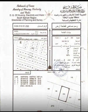 ارض سكنية بمساحة 650 متر موقع مميز السلاحة خلف كيدز مول
