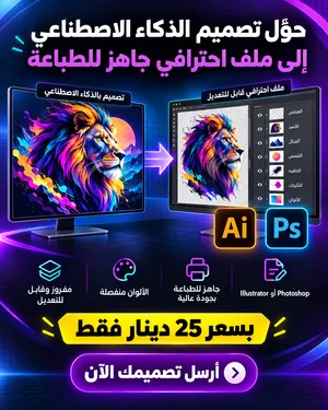 صمم منتجك واحنا بحول تصميمك ذكاء الاصطناعي الى تصميم احترافي بلقياسات و الصيغة الصحيحة للطباعة