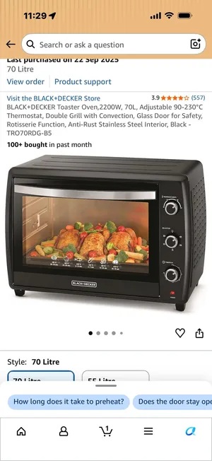 BLACK+DECKER Toaster Oven, 2200W, 70L,