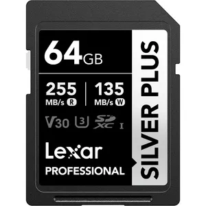 ذاكرة تخزين Lexar 64GB Professional Silver Plus UHS-I SDXC Memory Card (255 MB/s)
