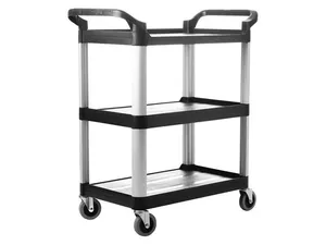 Fiber and aluminum pole catering trolley in stock now with rubber wheels and heavy duty material