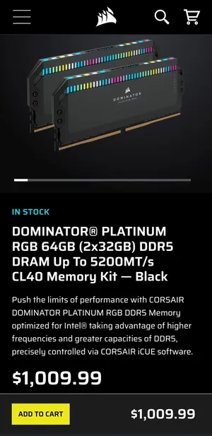 Corsica Dominator 64gb 32x2 5600mhz