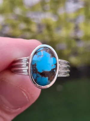 Certified Natural Nishapur Turquoise Ring
