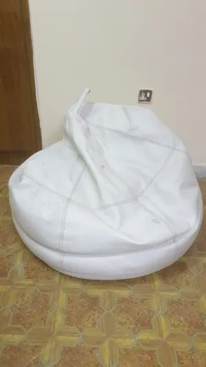 White leather bean bag, very comfortable