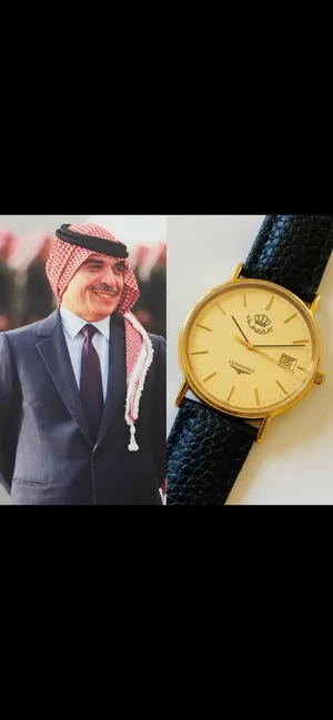 ساعة سويسرية Quartz كلاسيكية باسم الملك الحسين بن طلال والتاج الملكي