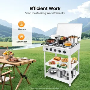 POWERFUL 5-BURNER GAS STOVE – COOK MORE, SAVE TIME!