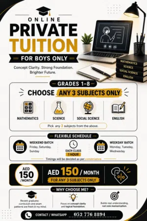 Online Private Tuition (Grades 1–8) – Boys Only