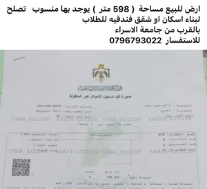 أرض للبيع بارقى احياء جنوب عمان منطقة الطنيب طريق المطار قرب جامعة الإسراء مميزه و يوجد بها منسوب