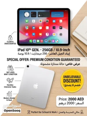 IPAD 10th generation not used amazing condition and huge storage capacity perfect quality no damage