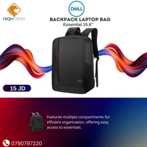 حقيبه لابتوب من ديل لون أسود وسحاب داخلي أحمر Dell Essential 15.6 Laptop Backpack