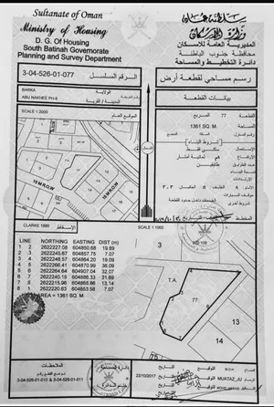 فرصه بركاء ابو النخيل مساحه 1361 متر سوبر كونر جزيره وقريبه جدا من البحر والمشروع الجديد