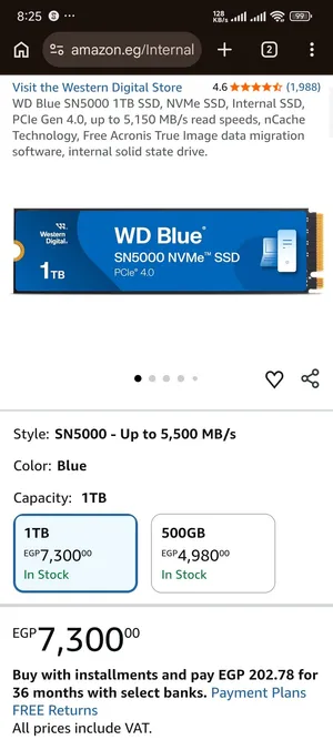 WD Blue SN5000 500GB or 1TB SSD