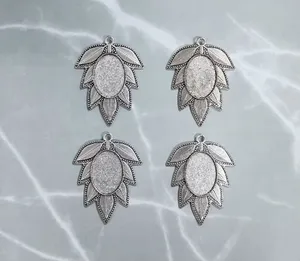 Cabochon Pendant Frame [8 pcs] silver and bronze