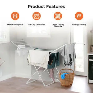 Geepas Electric Cloth Dryer GDR63059UK with 15kg capacity, side wings, foldable, sturdy and compact