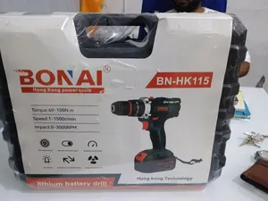 Cordless Lithium Battery Drill Tool Kit, Max Torque 60–100Nm, Variable Speed 1–1500RPM