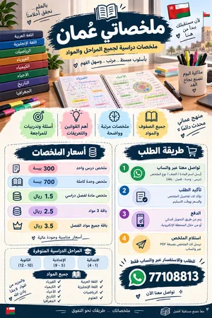 ملخصاتي عُمان  طريقك نحو التفوق يبدأ من هنا!