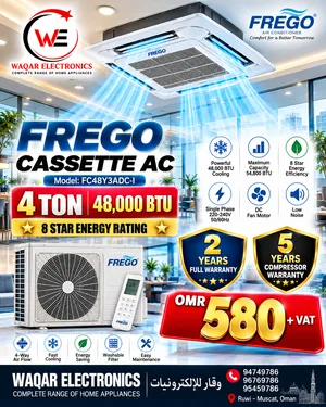 FREGO 4 TON CASSETTE AC – 48,000 BTU – 8 STAR