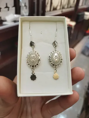 حلق فضه مطلي ذهب عيار 21