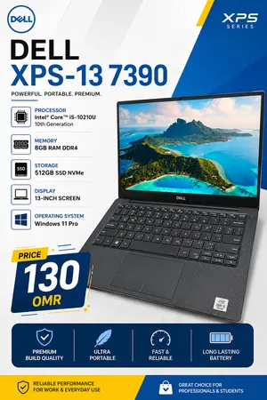 DELL XPS-13 10th GENERATION 7390 CORE i5 8GB RAM 512GB SSD 13 INCH SCREEN WINDOWS 11PRO ALL WORKING