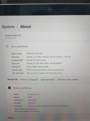 لاب ميكروسوفت يمكن فصل الشاشه واستخدامها نفس التاب تاتش رام 16 هارد 256GB كور i7