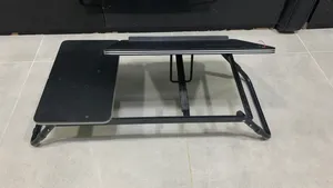 Adjustable foldable laptop bed table - black
