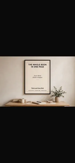 1937 book. 1 page. All mindset. > Think and Grow Rich — Now on your wall.