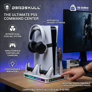 Deadskull Stand 8041 حامل تبريد RGB متعدد الوظائف لجهاز بلايستيشن 5 سليم ونسخة الأقراص  قاعدة شحن