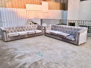طقم كنب بيج مخمل 8 مقاعد