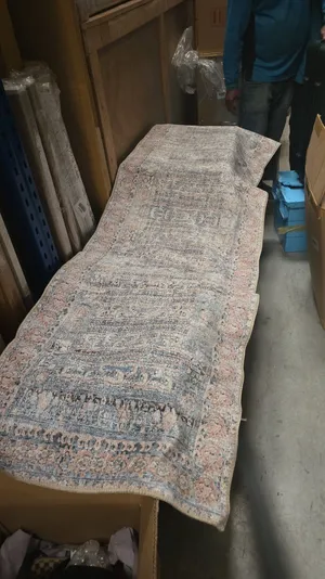 Large rug 200x290, vintage-style pattern, faded pink and blue