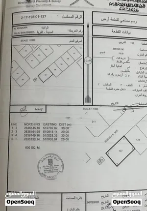 أرض مميزة في الخابورة في فلج بني ربيعة قرب المنازل ومستوية مفتوحة من ثلاث جهات وقابلة للتمديد