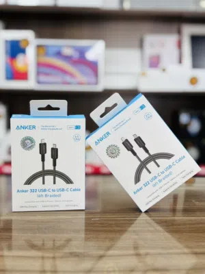 سلك واير تايب سي + تايب سي من انكر ANKER 322 USB -C TO USB-C CABLE .             ( 3 ft Braided )