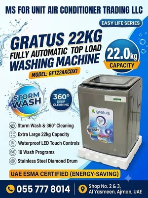 gratus washing machine 22kg