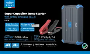 Brave Super Capacitor Jump Starter With PD 100W Type-C Port Alternator for Battery Charging 1 -5A 12