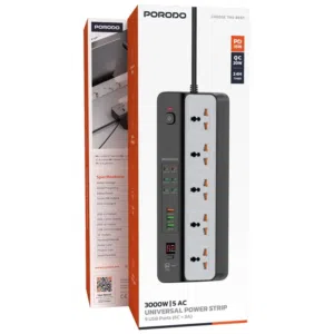 بورودو 3000 واط شريط طاقة عالمي 5 تيار متردد مع 9 منافذ USB (6 تيار متردد + 3 أمبير)
