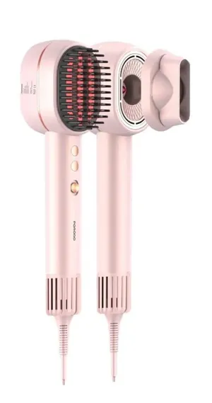 Porodo 2-In-1 Hair Dryer & Straightener Brush with Smart Temperature Control - Pink