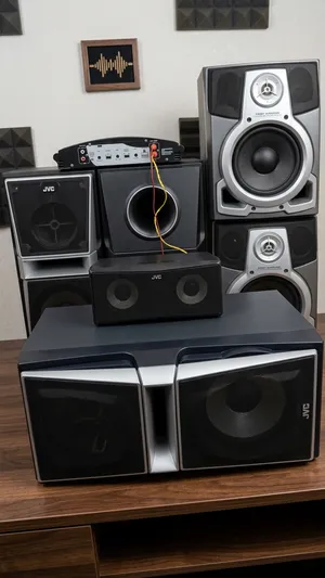 سماعات مسرح منزلي JVC 10,000 وات شغال بالكامل مفهوش اي مشاكل