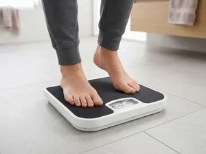ميزان ميكانيكي كلاسيكي لقياس وزن الجسم حتى 130 كغم  يتميز بسطح مطاطي مانع للانزلاق، مؤشر قرصي أنالوج