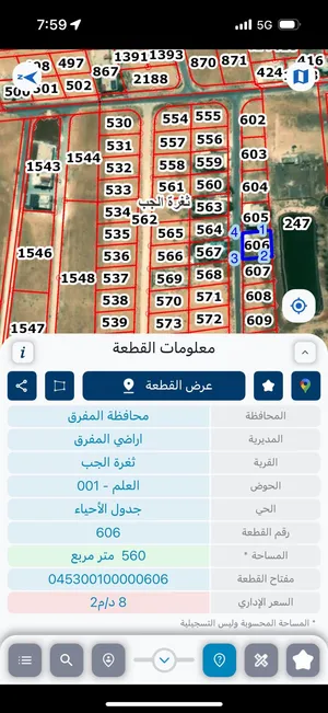أرض مفروزه في الضاحيه حوض العلم