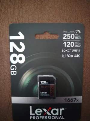 ذاكرة كاميرا نوع Lexar عالية الجودة سعة 128 GB سرعة عالية تصوير 4k جديدة