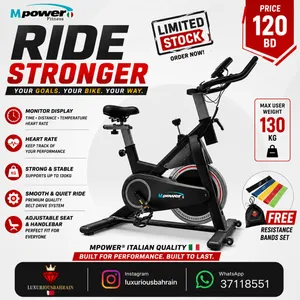 Mpower Italian Quality Exercise Bike  Max 130KG + Free Resistance Bands Set
