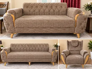 صالون 07 بلاص (مقاعد)، لون بني فاتح، Sofa Set