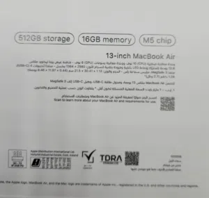 للبيع MacBook air m5/13inch/512 GB ssd/16ram/ لون سما الليل جديد مع الكرتون