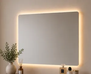 استلم وادفع مرآة جدارية LED مقاس70×50 سم بإضاءة خلفية دافئة وتصميم عصري أنيق للغرفة والحمام والمنزل