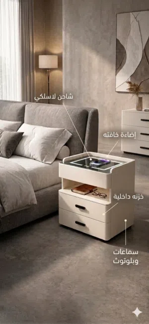 طاوله جانبيه ذكيه مع قفل ذكي اوبصمه او خزنه داخليه متوفر 3 موديلات